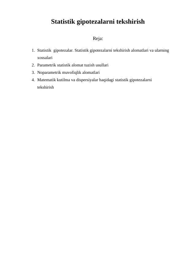 Statistik gipotezalarni tekshirish
