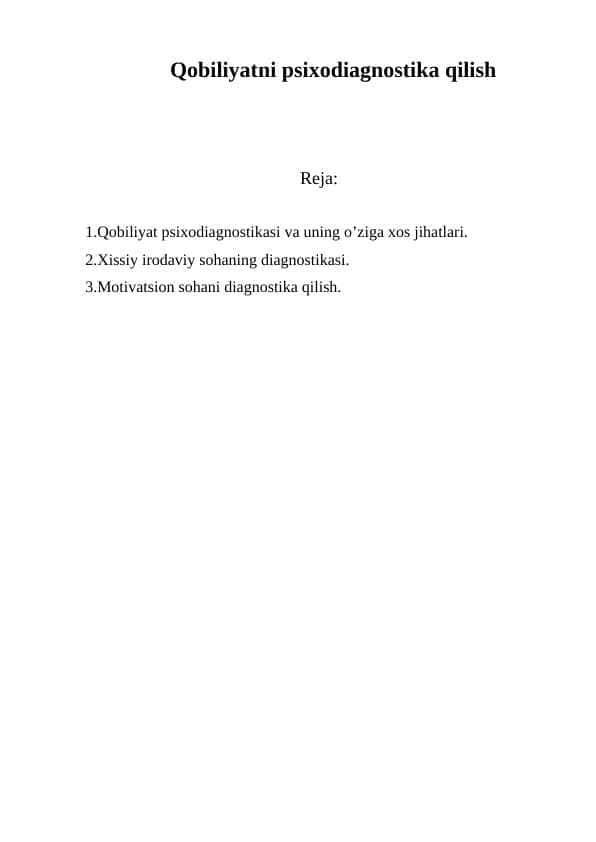 Qobiliyatni psixodiagnostika qilish