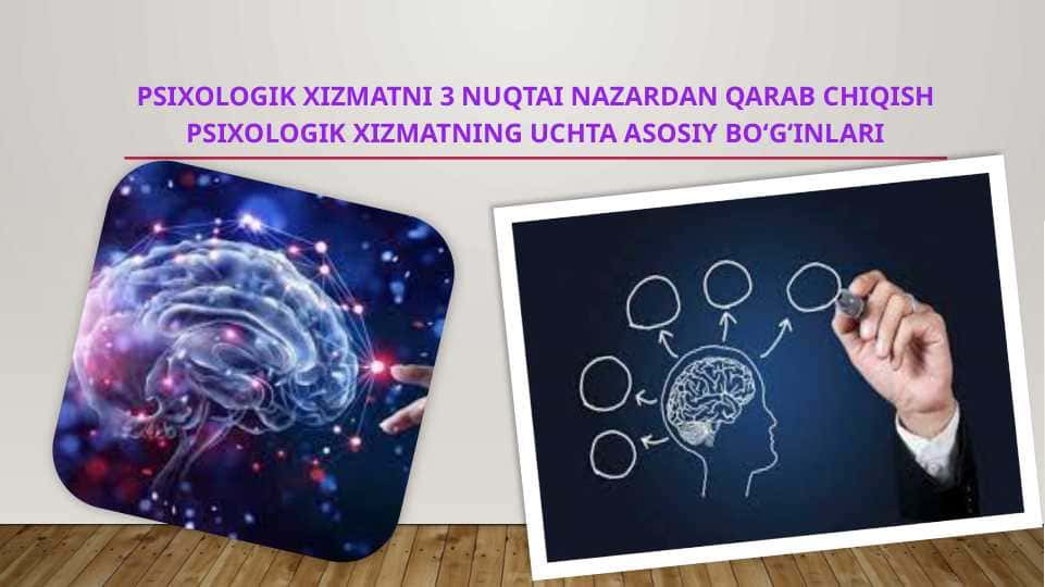 Psixologik xizmatni 3 nuqtai nazardan qarab chiqish psixologik xizmatning uchta asosiy boʻgʻinlari