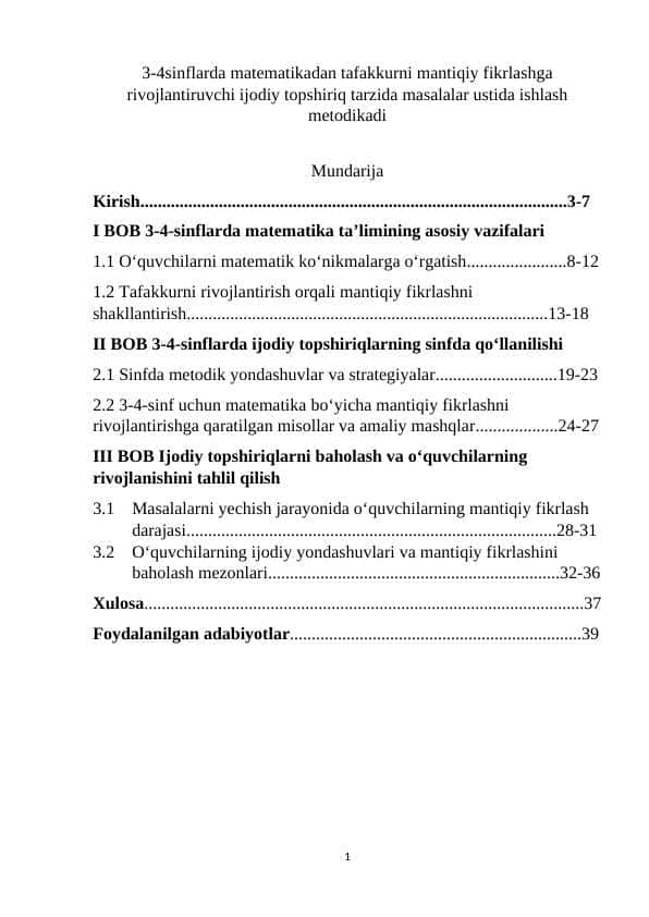 3-4sinflarda matematikadan tafakkurni mantiqiy fikrlashga rivojlantiruvchi ijodiy topshiriq tarzida masalalar ustida ishlash metodikadi k.docx