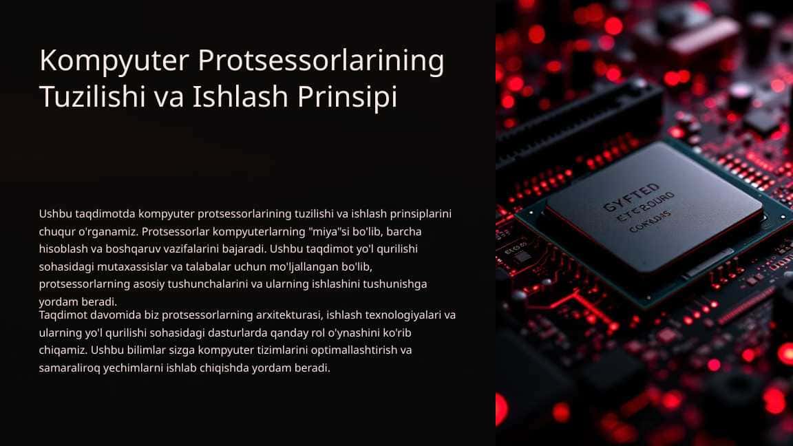 Kompyuter Protsessorlarining Tuzilishi va Ishlash Prinsipi