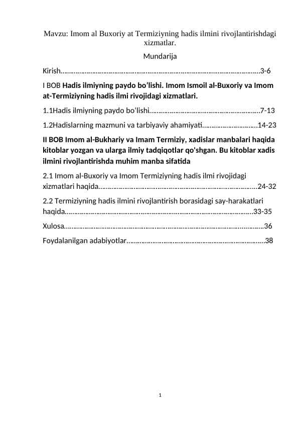 Imom al Buxoriy at Termiziyning hadis ilmini rivojlantirishdagi xizmatlar. k.docx