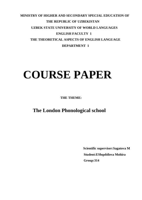 The London Phonological school.