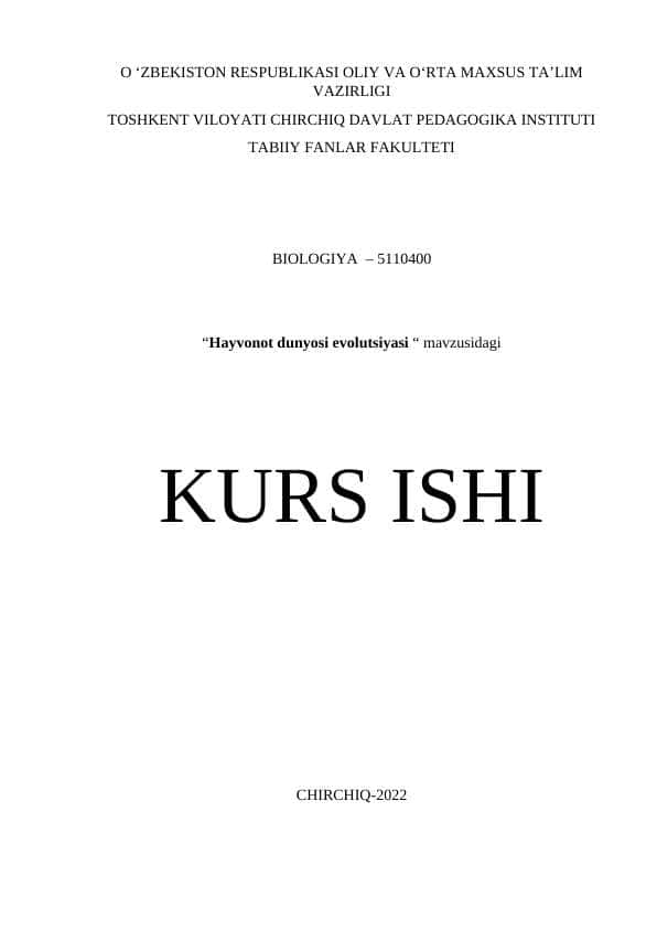 Hayvonot dunyosi evolutsiyasi
