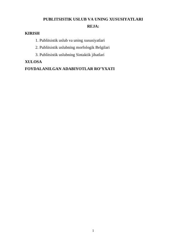 Publitsistik uslub va uning xususiyatlari