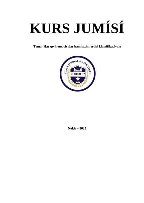 Hár qıylı emociyalar hám sezimlerdiń klassifikaciyası