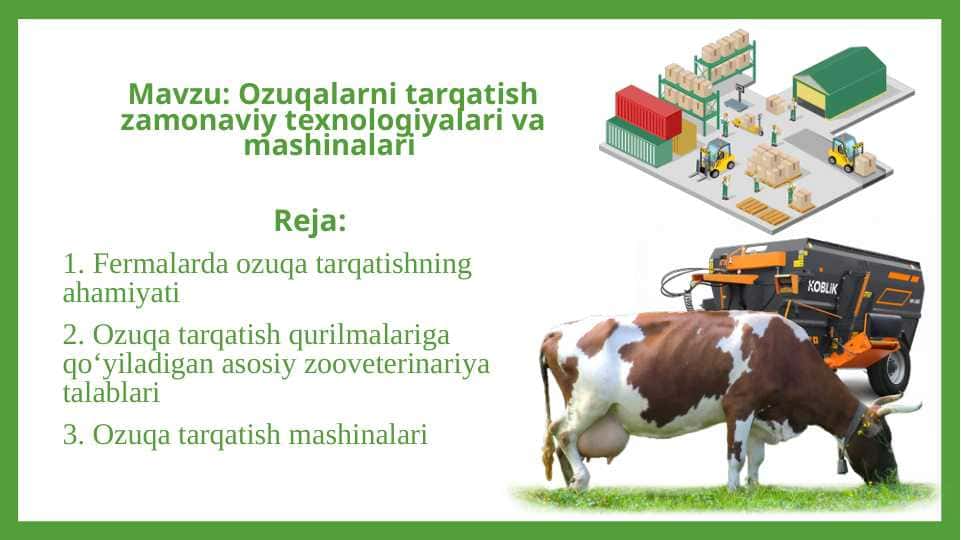Ozuqalarni tarqatish zamonaviy texnologiyalari va mashinalari