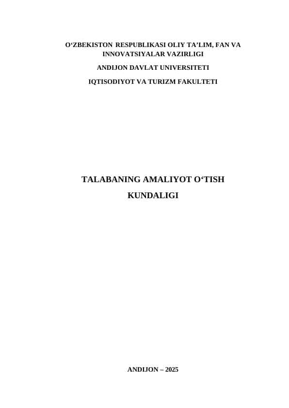 TALABANING AMALIYOT O‘TISH KUNDALIGI