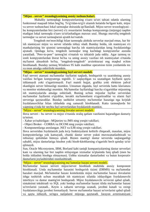 Mijoz - server” texnologiyasining GLOSSARY.docx