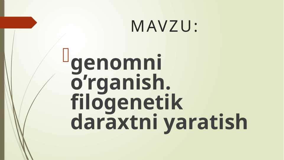 genomni o’rganish. filogenetik daraxtni yaratish