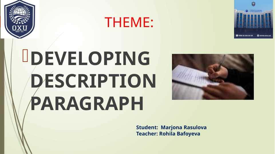 developing description paragraph