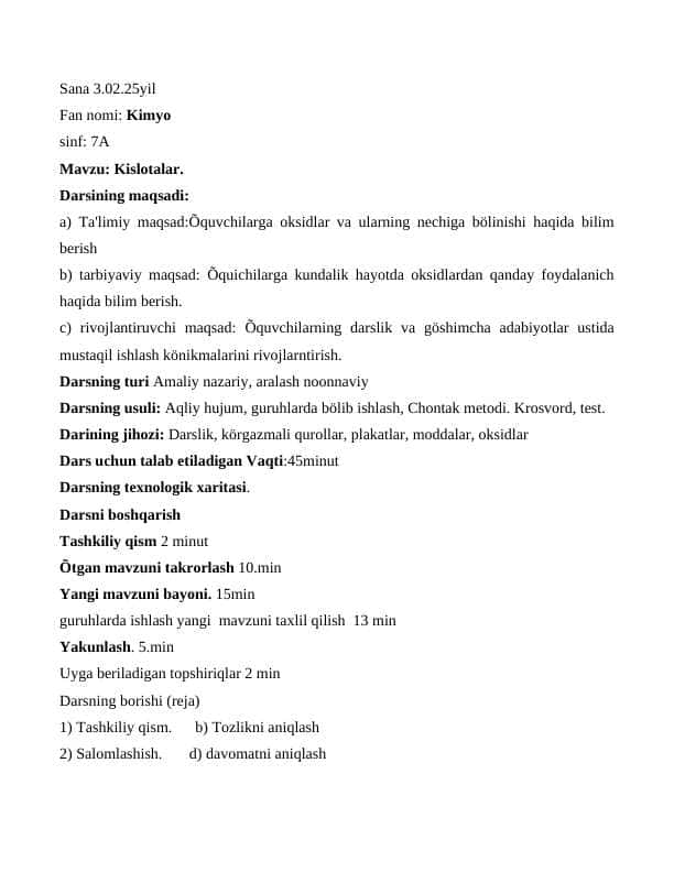 Kislotalar-OCHIQ DARS