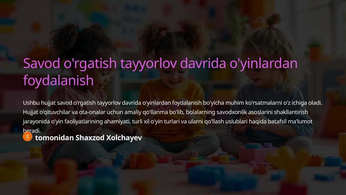 Savod o'rgatish tayyorlov davrida o'yinlardan foydalanish