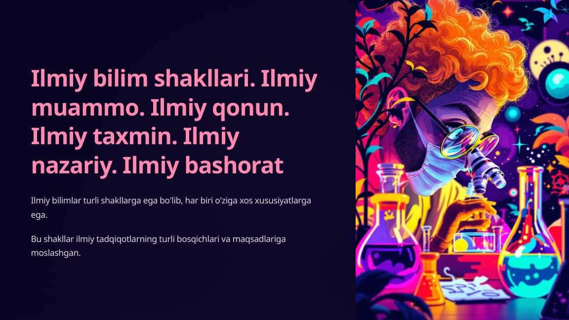 Ilmiy bilim shakllari. Ilmiy muammo. Ilmiy qonun. Ilmiy taxmin. Ilmiy nazariy. Ilmiy bashorat_6