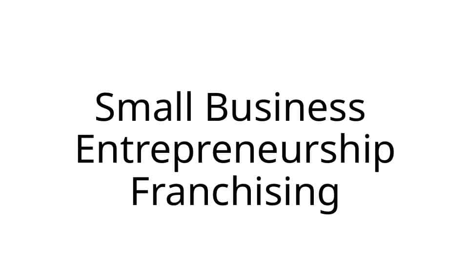 Small Business Entrepreneurship Franchising