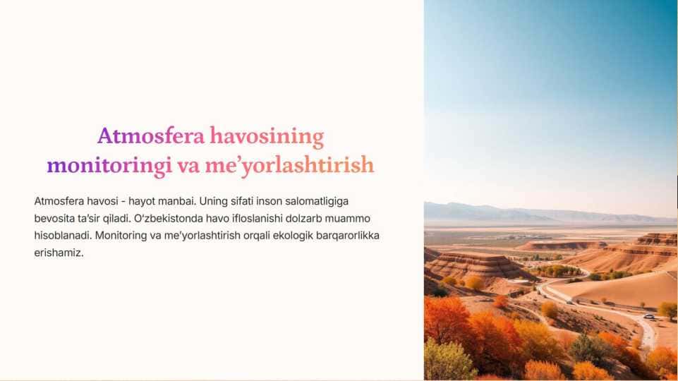 Atmosfera havosining monitoringi va me'yorlashtirish