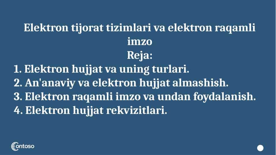 Elektron tijorat tizimlari va elektron raqamli imzo