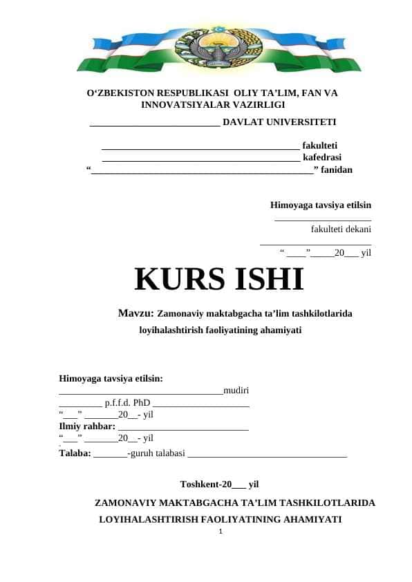 Zamonaviy maktabgacha ta’lim tashkilotlarida loyihalashtirish faoliyatining ahamiyati