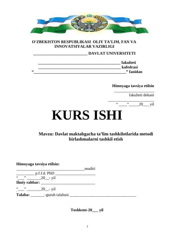 Davlat maktabgacha ta’lim tashkilotlarida metodi birlashmalarni tashkil etish