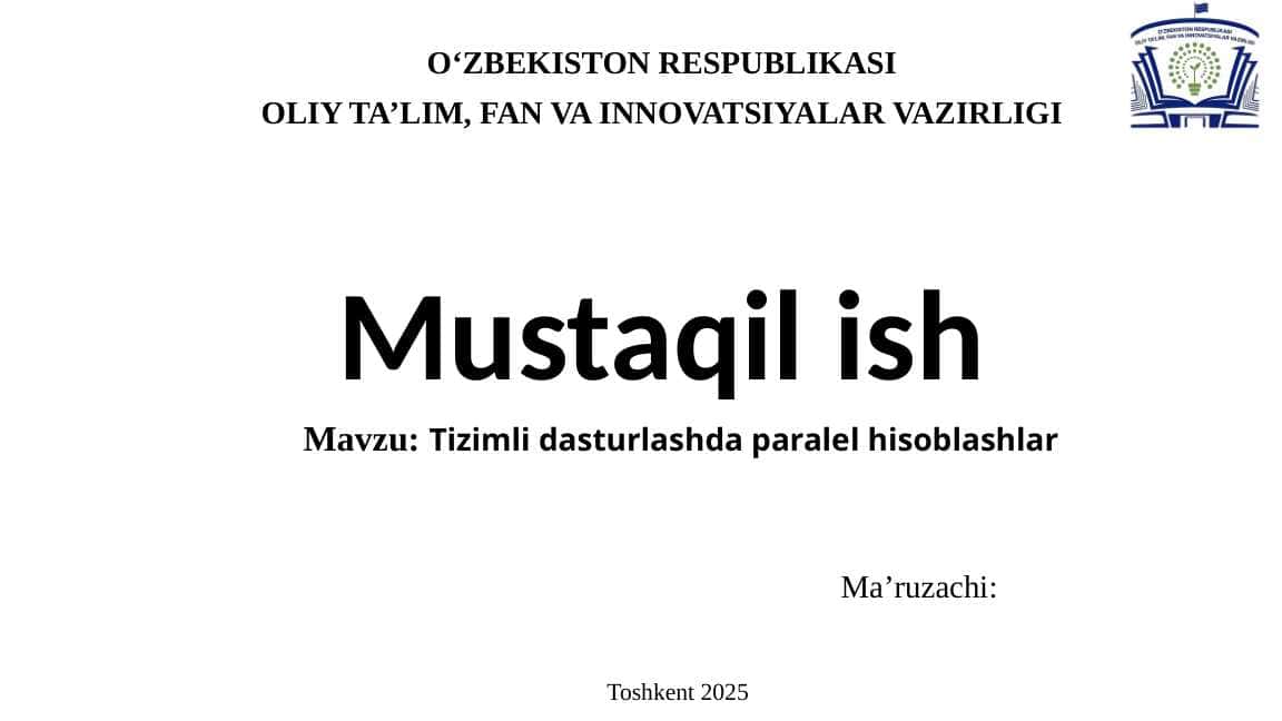 Tizimli dasturlashda paralel hisoblashlar
