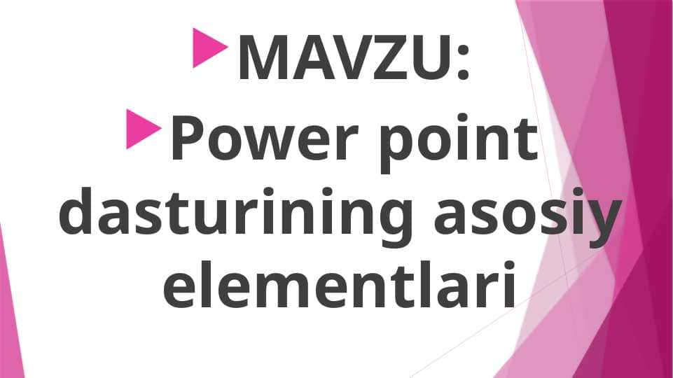 Power point dasturining asosiy elementlari