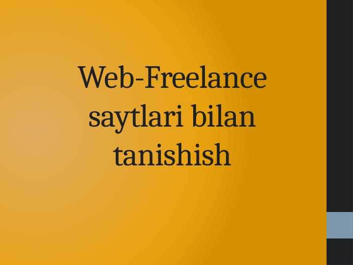 Web-Freelance saytlari bilan tanishish