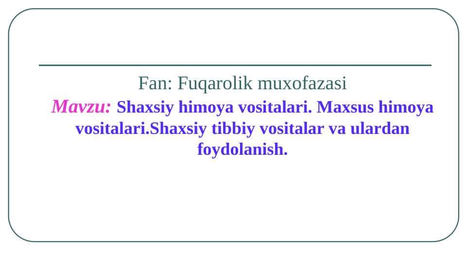 Shaxsiy himoya vositalari. Maxsus himoya vositalari.Shaxsiy tibbiy vositalar va ulardan foydalanish