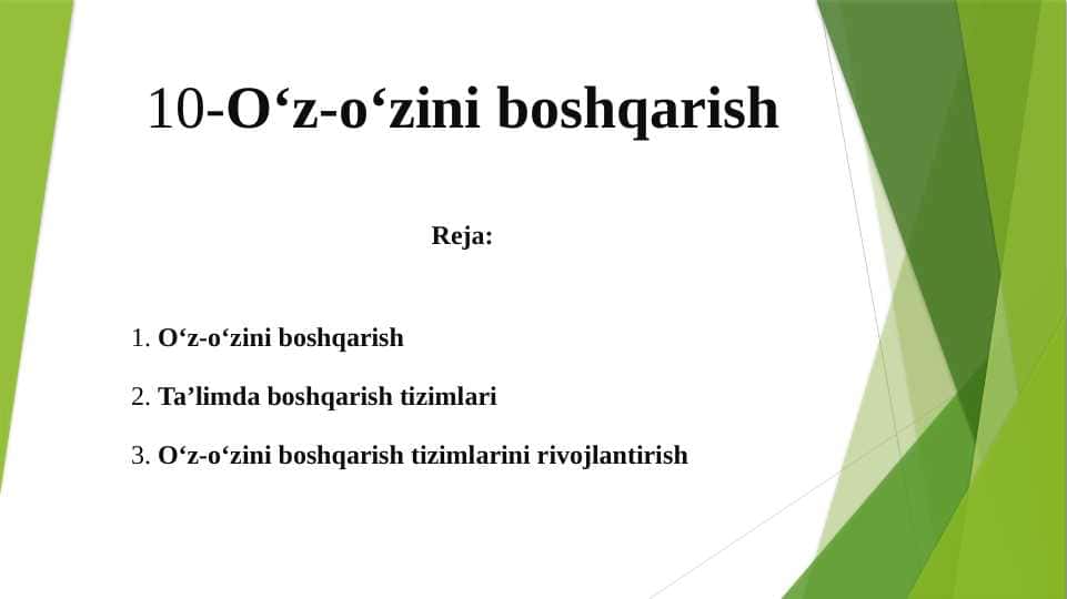 10-O‘z-o‘zini boshqarish