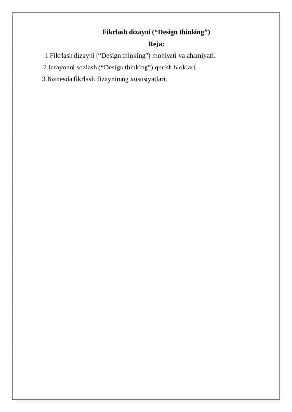 Fikrlash dizayni (“Design thinking”)