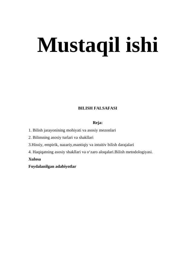BILISH FALSAFASI.