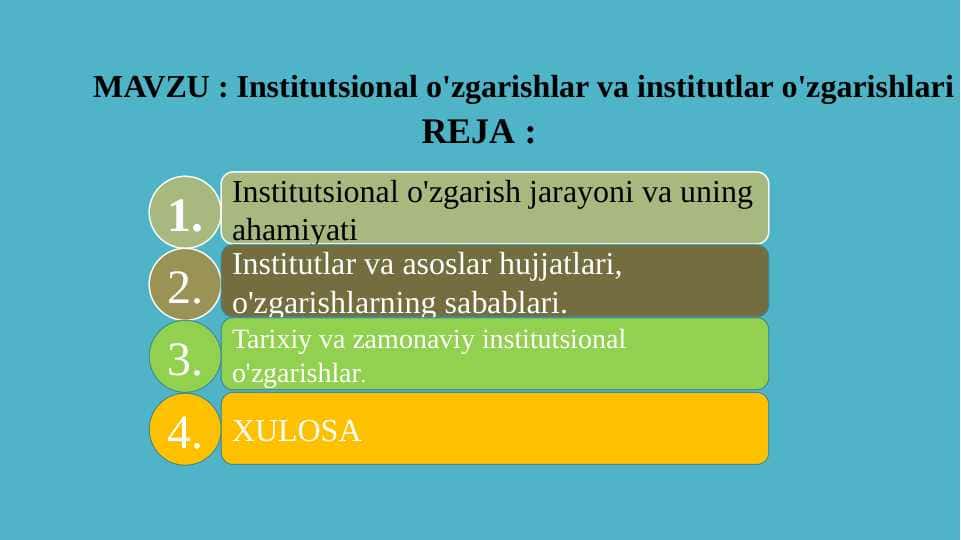 Institutsional o'zgarishlar va institutlar o'zgarishlari