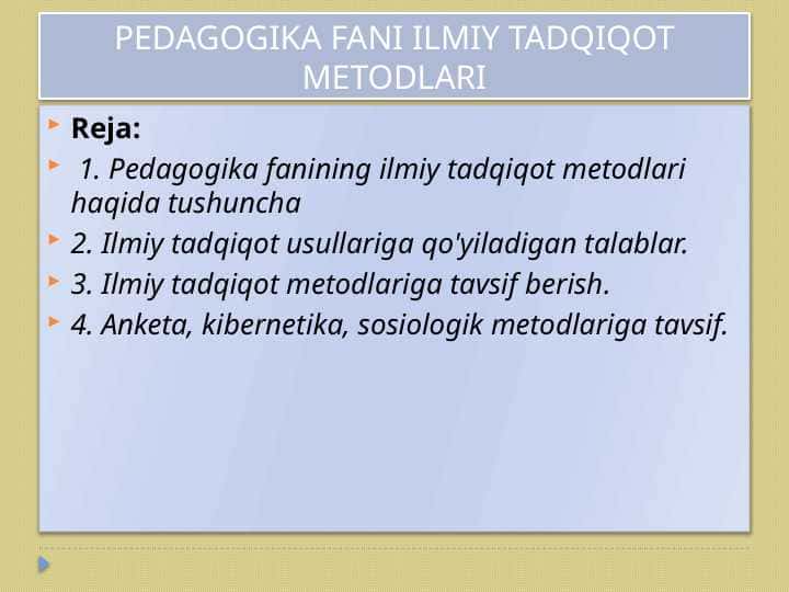 pedagogikaning predmeti maqsadi va vazifalari