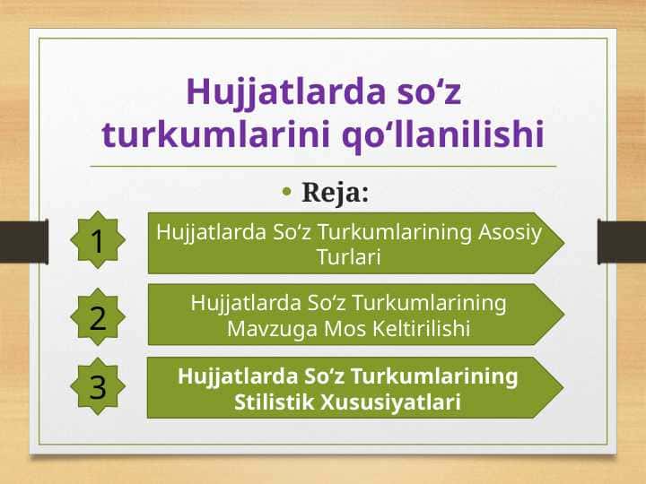 Hujjatlarda so‘z turkumlarini qo‘llanilishi