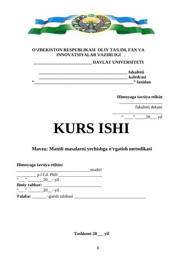 Matnli masalarni yechishga o’rgatish metodikasi