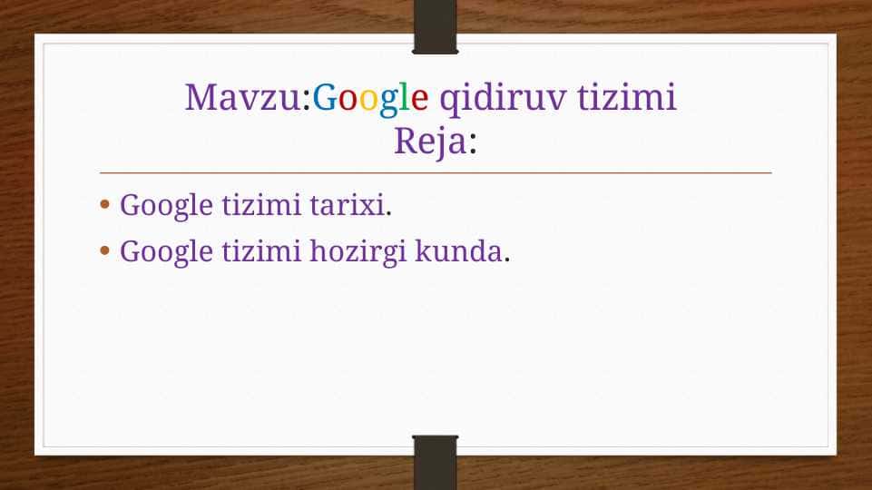 Google qidiruv tizimi