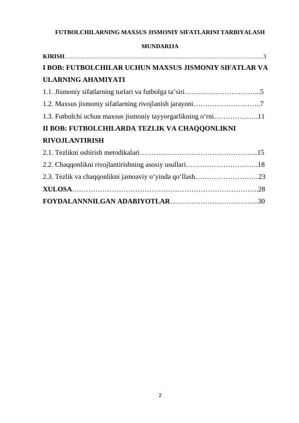 FUTBOLCHILARNING MAXSUS JISMONIY SIFATLARINI TARBIYALASH