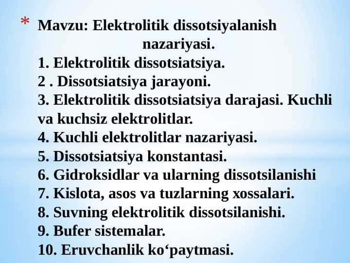 Elektrolitik dissotsiyalanish nazariyasi