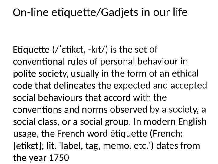 On-line etiquette
