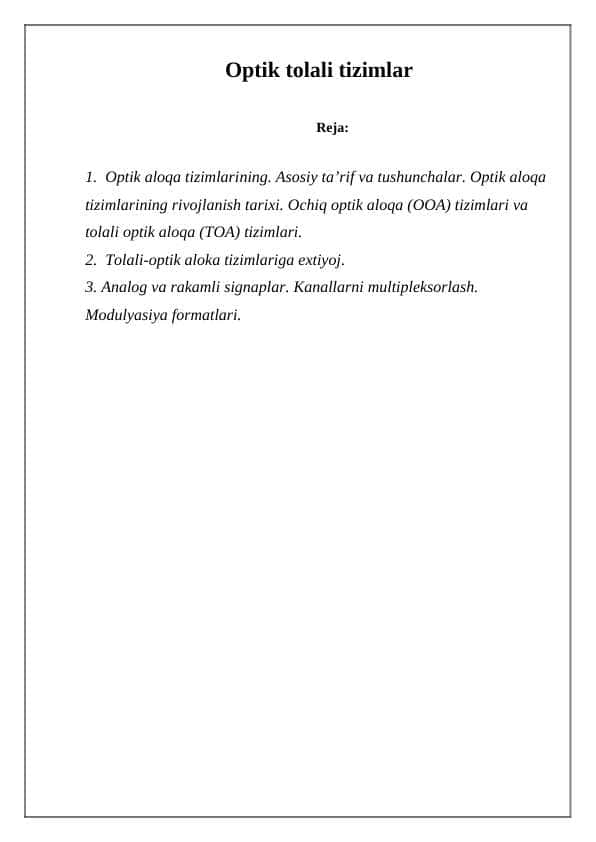 Optik tolali tizimlar