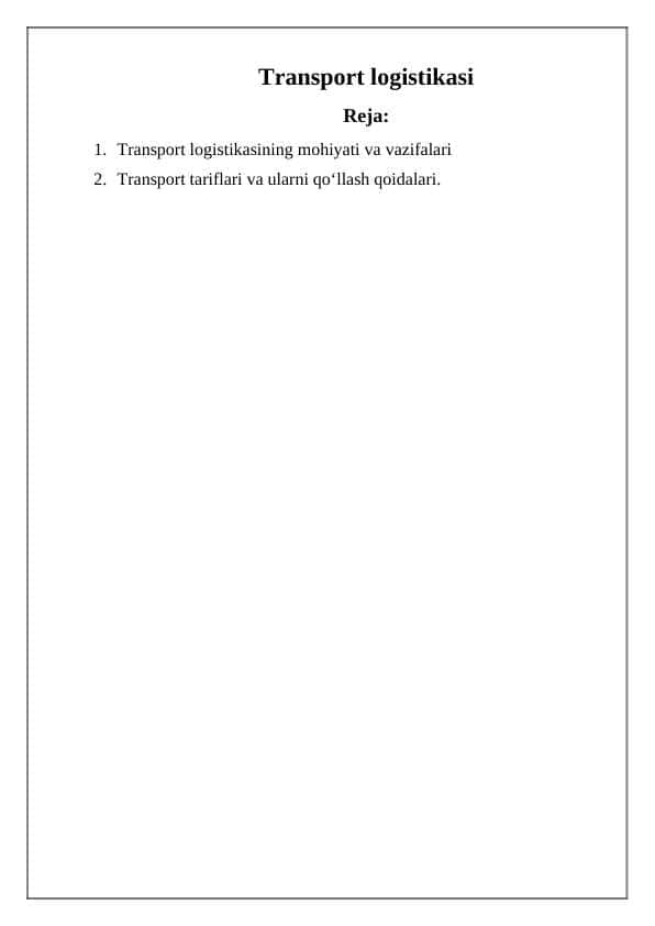 Transport logistikasi