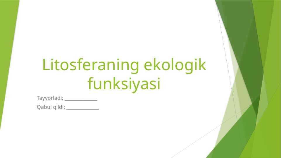 Litosferaning ekologik funksiyasi