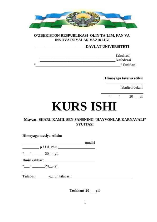SHARL KAMIL SEN-SANSNING “HAYVONLAR KARNAVALI” SYUITASI