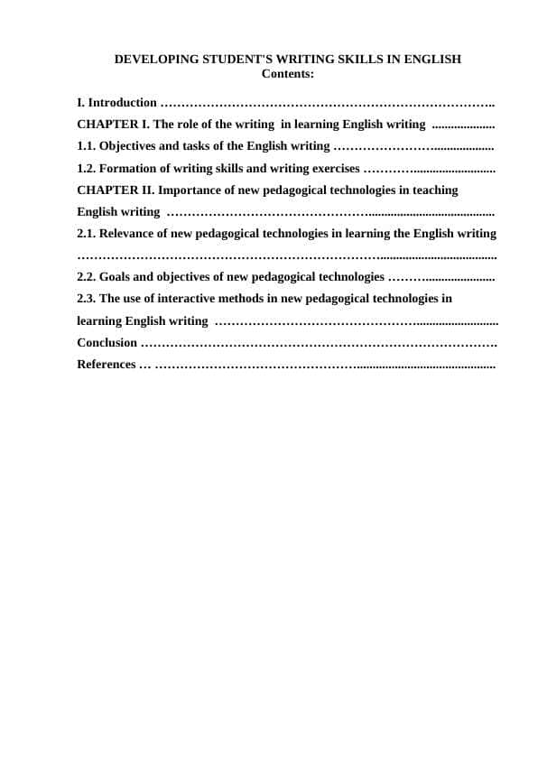 DEVELOPING STUDENT'S WRITING SKILLS IN ENGLISH