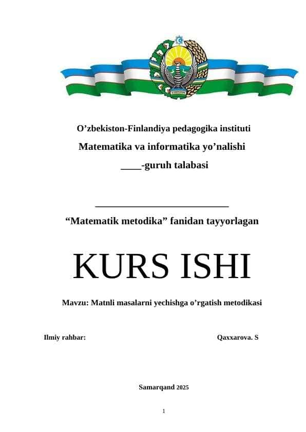 Matnli masalarni yechishga o’rgatish metodikasi