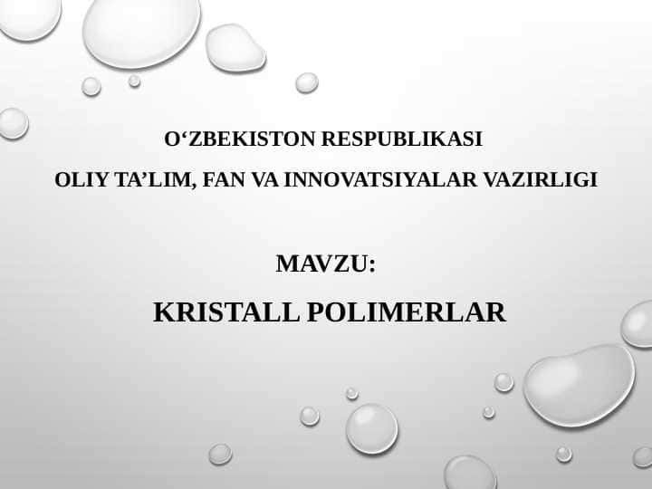 KRISTALL PОLIMЕRLАR
