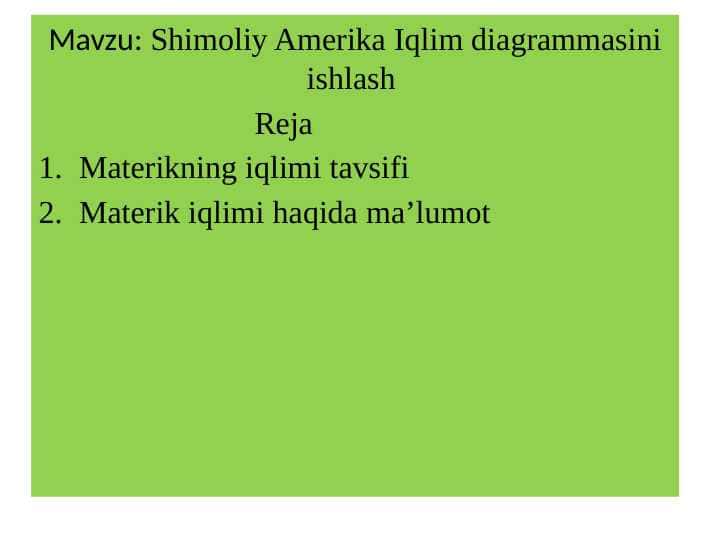 Shimoliy Amerika Iqlim diagrammasini ishlash
