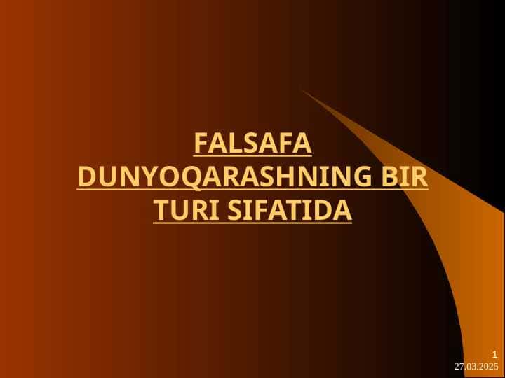 Falsafa dunyoqarashning bir turi sifatida