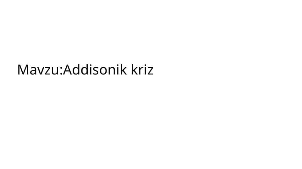 Addisonik kriz