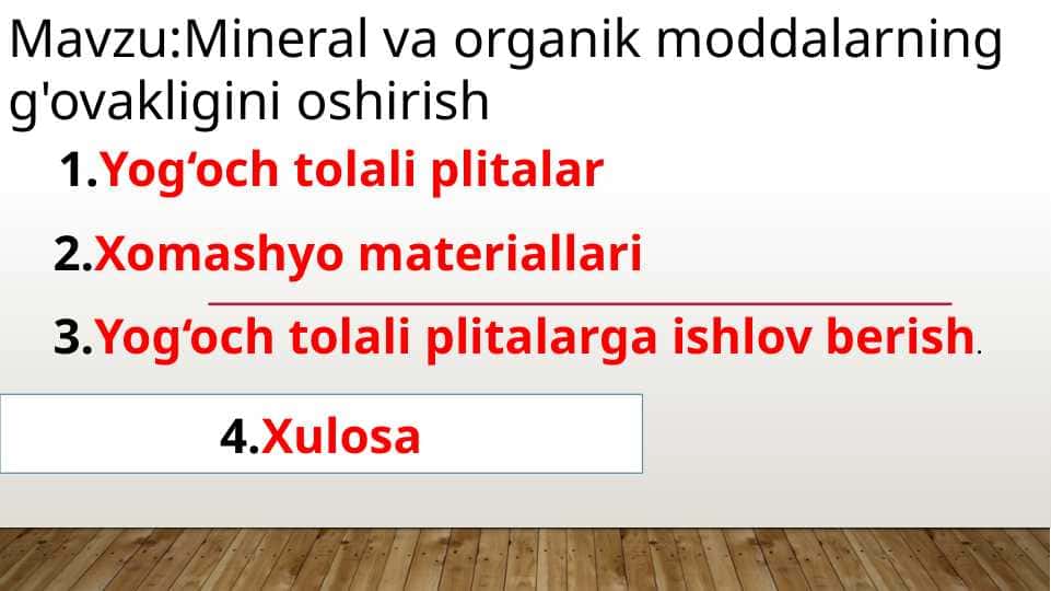 Mineral va organik moddalarning g'ovakligini oshirish