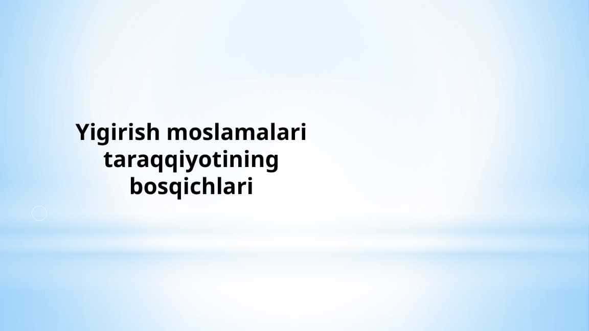 Yigirish moslamalari taraqqiyotining bosqichlari